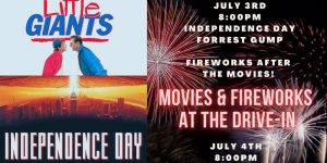LIVE FIREWORKS SHOW July 3-4th with a movie at Doc's Drive in Theatre